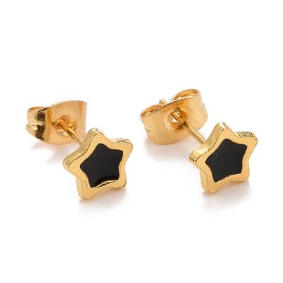 304 Stainless Steel Enamel Stud Earrings