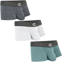 Modal 3in Boxer Briefs No Fly 3pk ABCD Pouch Heather Gray/Slate Gray/White Mens Underwear Fabric Menswear Soft Breathable Day...