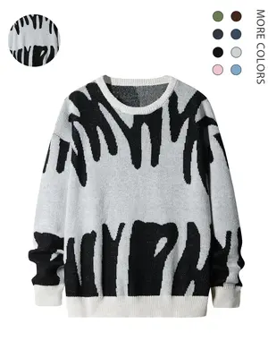 Halloween Costumes, Men's Graphic Drop Shoulder Sweater, Fashion Regular Fit Crew Neck Jumper, Men's Knit Top for Spring Fall...