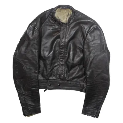 Mens Biker Jacket Black Faux Leather S