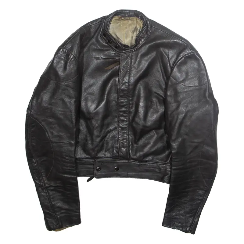 Mens Biker Jacket Black Faux Leather S