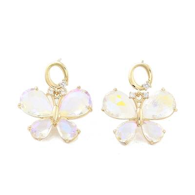 Brass Micro Pave Cubic Zirconia Stud Earrings