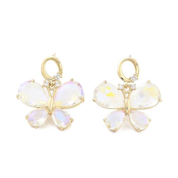 Brass Micro Pave Cubic Zirconia Stud Earrings