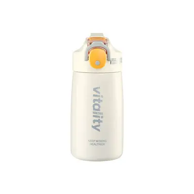 Large-capacity Simple Pop-lid Vacuum Flask, 304 Stainless Steel Sports Water Cup For Boys And Girls | Color: Beige | Capacity...