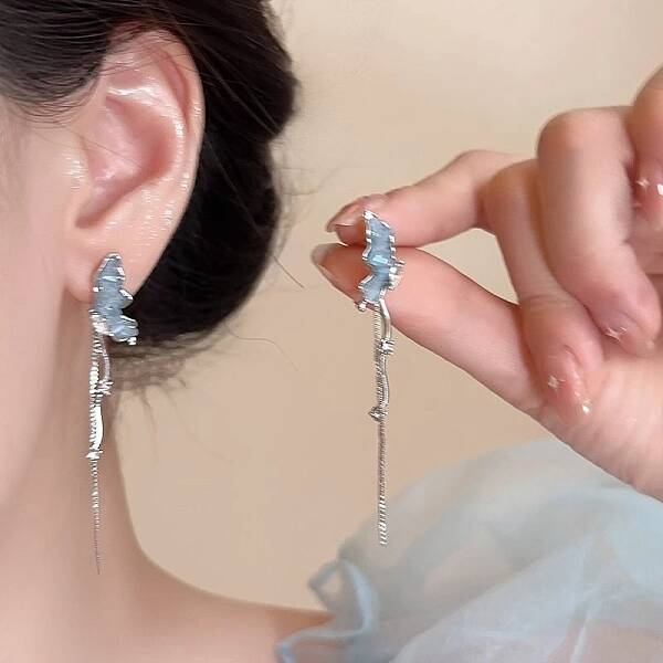Butterfly Alloy Enamel Stud Earrings