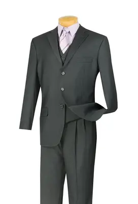 Vinci Men's 3-Piece Solid Executive Suit Wide Color Range