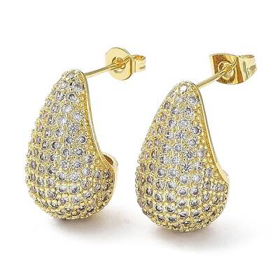 Cubic Zirconia Teardrop Stud Earrings