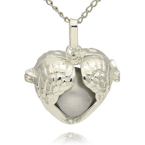 Silver Color Plated Brass Hollow Heart Cage Pendants