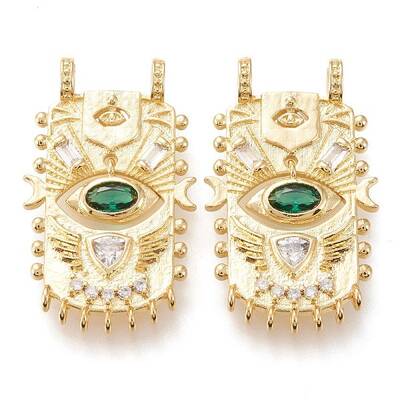 Brass Micro Pave Cubic Zirconia Pendants