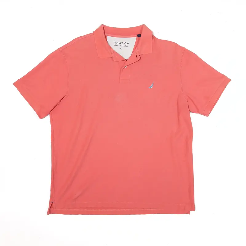 NAUTICA Polo Shirt Pink Short Sleeve Mens L