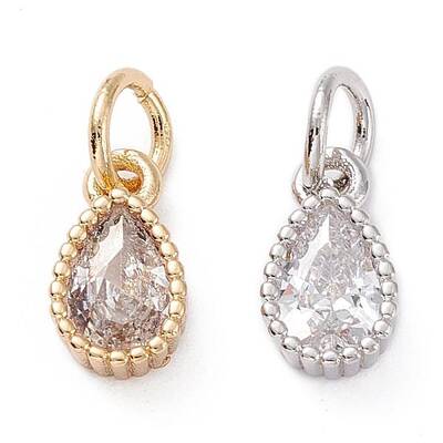 Brass Micro Pave Cubic Zirconia Charms