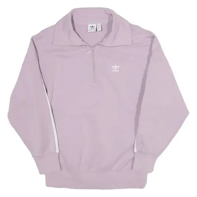 ADIDAS Womens Sweatshirt Pink 1/4 Zip UK 12