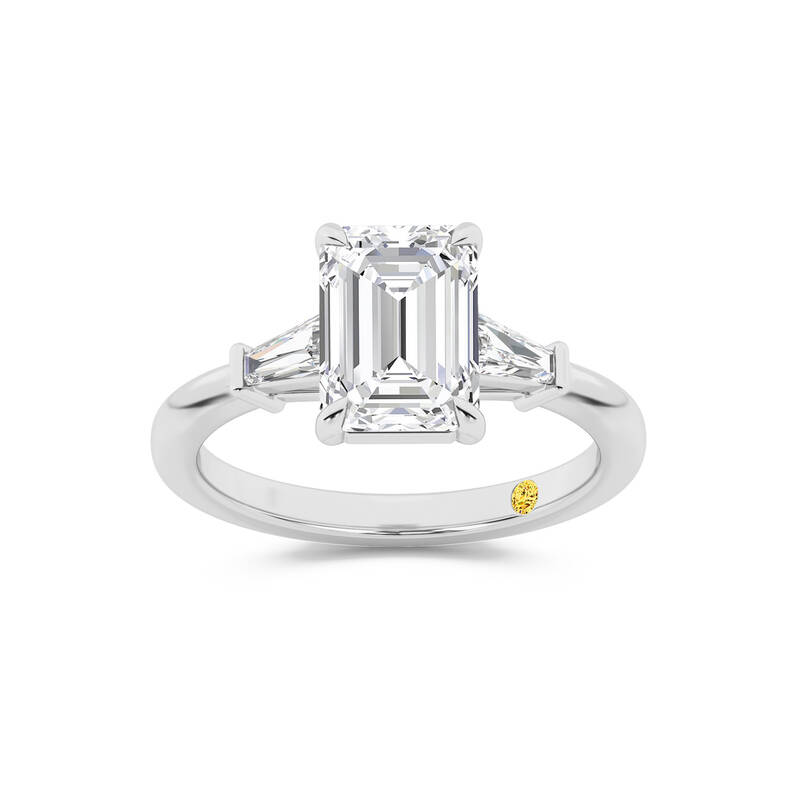 Valentina Tapered Baguette Lab Grown Three Stone Emerald Cut Diamond Engagement Ring |18K White Gold 1 1/3 CT. TW.