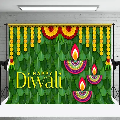 Aperturee Orange Flower Purple Noble Ganesha Diwali Backdrop - Aperturee