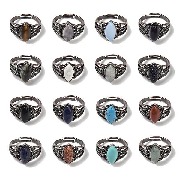 Natural Gemstone Horse Eye Adjustable Rings