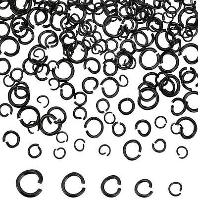 UNICRAFTALE about 160pcs 5 Sizes 5/6/7/8/9mm Open Jump Rings Stainless Steel Jump Ring Black Connector Rings for Jewelry Maki...
