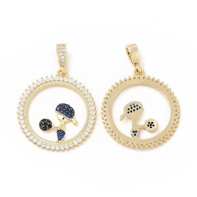 Brass Micro Pave Cubic Zirconia Pendants