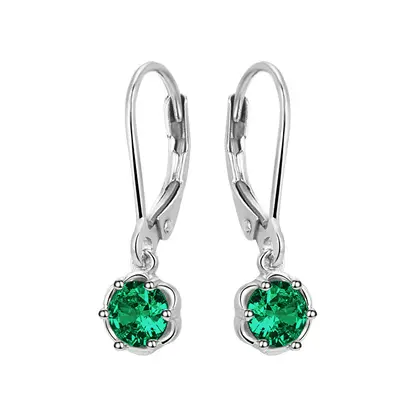 Beneto AGUC3340-GR Green Zirconia Silver Matching Earrings