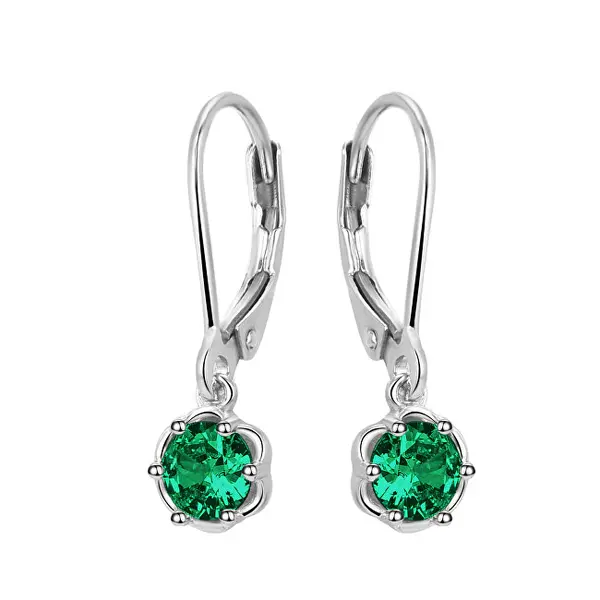 Beneto AGUC3340-GR Green Zirconia Silver Matching Earrings