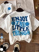 Women's Letter Print Round Neck Graphic Tee, Vintage Trendy Casual Cute Drop Shoulder Short Sleeve T-shirt for Daily Wear, Gr...