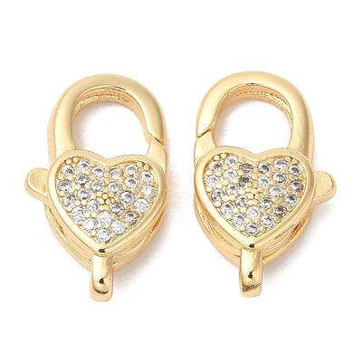 Brass Micro Pave Clear Cubic Zirconia Lobster Claw Clasps