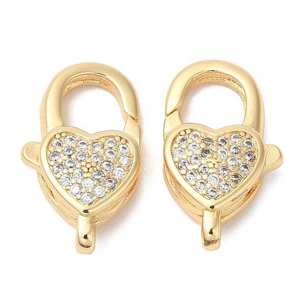 Brass Micro Pave Clear Cubic Zirconia Lobster Claw Clasps
