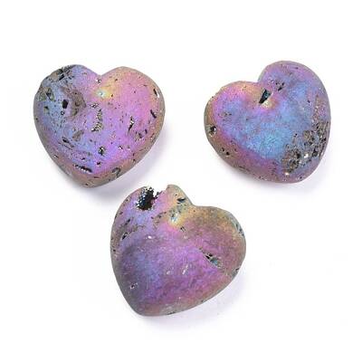 Electroplate Natural Druzy Agate Heart Love Stone