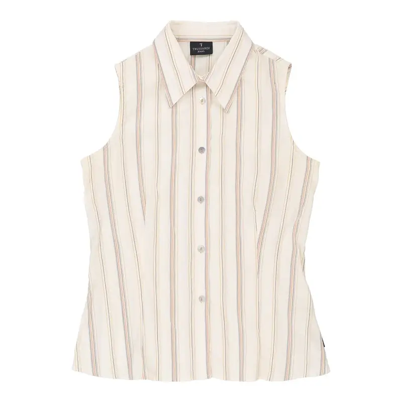 Trussardi Short Sleeve Shirt - Large White Cotton Blend | Size: large