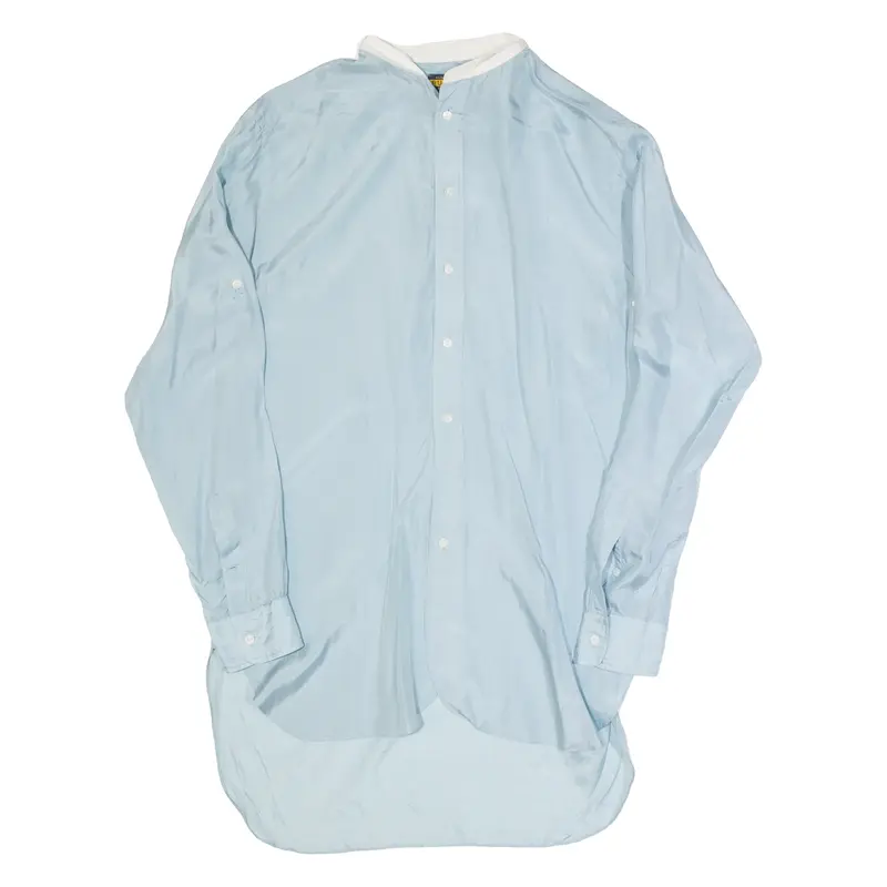 RALPH LAUREN Rugby Womens Shirt Blue Long Sleeve Silk M