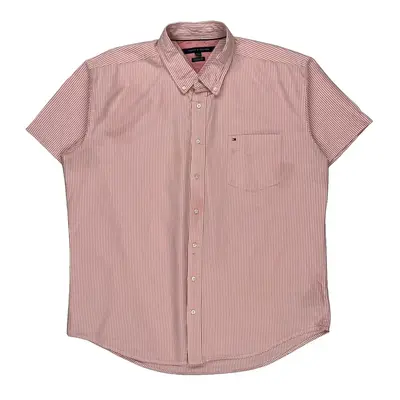 Tommy Hilfiger Striped Short Sleeve Shirt - 2XL Red Cotton