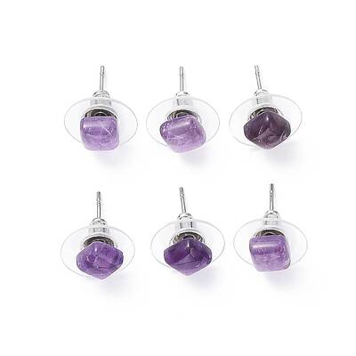 Natural Amethyst Stud Earrings for Women