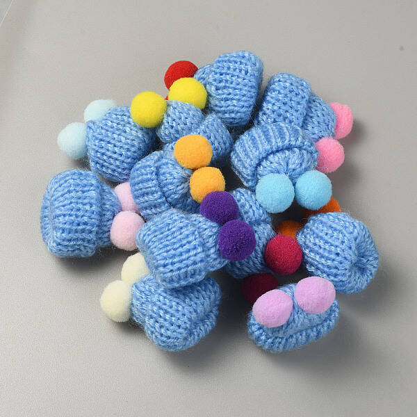 Woolen Crochet Mini Hat with Double Pom Pom Ball