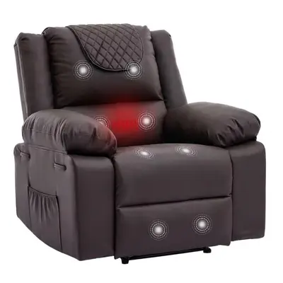 Garvee Manual Massage Recliner Chair with Heating for Adult, PU Leather Recliner Chairs Single Sofa with Side Storage Pockets...