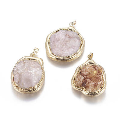 Natural Geode Druzy Quartz Pendants