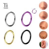 Oufer Titanium 20G/18G/16G/14G/12G/10G Hinged Segment Nose Septum Nostril Lobe Cartilage Nose Piercing Hoop Ring