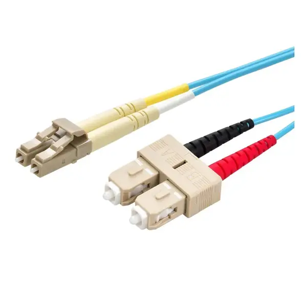 45980 Monoprice MM OM3 Fiber Optic Cable LC-SC UL 2mm 50/125 OFNR Duplex Aqua 35m
