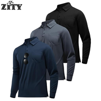 ZITY 3 Pack Long Sleeve Polo Shirts for Men with Pocket – Moisture-Wicking, Outdoor Workwear, Office Casual, Spring Style