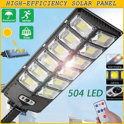 Polycom-504 LED Powerful Solar Street Light - Street & Area Lighting - Dusk-to-Dawn Flood Light with Wide Angle Motion Sensor...