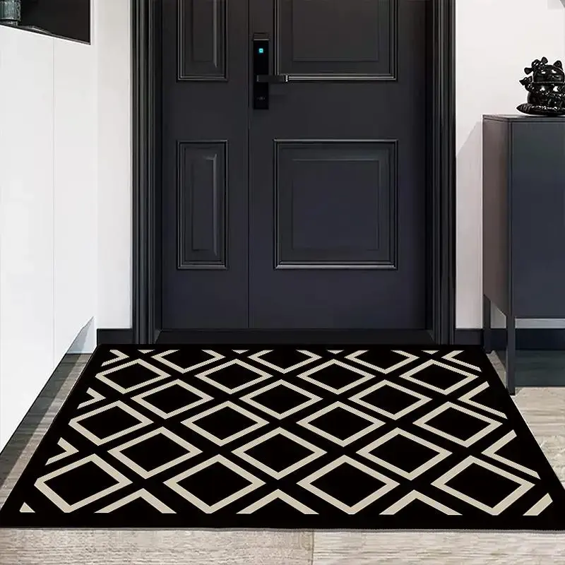 Geometric Pattern Door Rug Mat, 1 Count Rectangle Anti-slip Entrance Floor Rug Mat with TPR Base, Creative Design Entry Carpe...