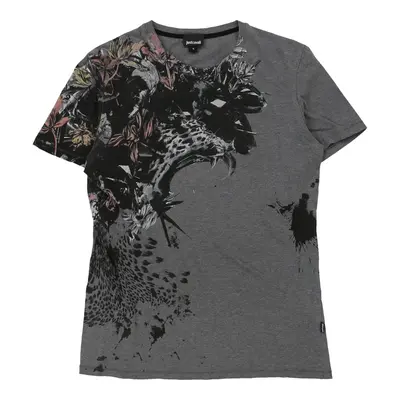 Just Cavalli Graphic T-Shirt - Small Grey Cotton