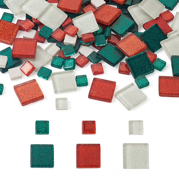 272Pcs 2 Style Square Transparent Glass Cabochons