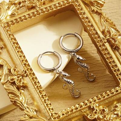 Non-Tarnish Stainless Steel Sea Horse Dangle Earrings for Women