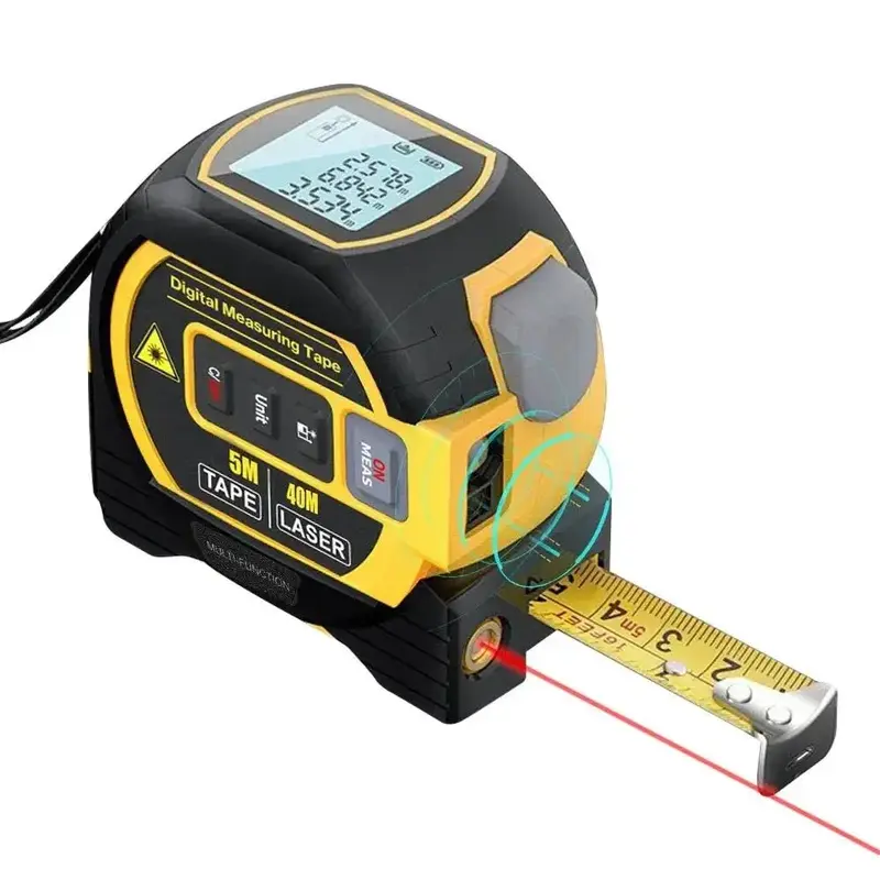 Multifunctional 3-in-1 Laser Tape Measure, High Precision Digital Tape Measure for Tool Box, Portable Lightweight Measuring D...