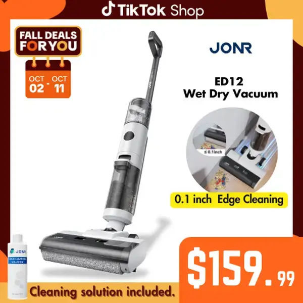 JONR ED12 Cordless Wet Dry Vacuum, Vacuum and Mop Combo in One Go, Edge Cleaning with Self-Cleaning, Lightweight & Durable, L...
