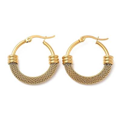 304 Stainless Steel Mesh Chains Hoop Earrings