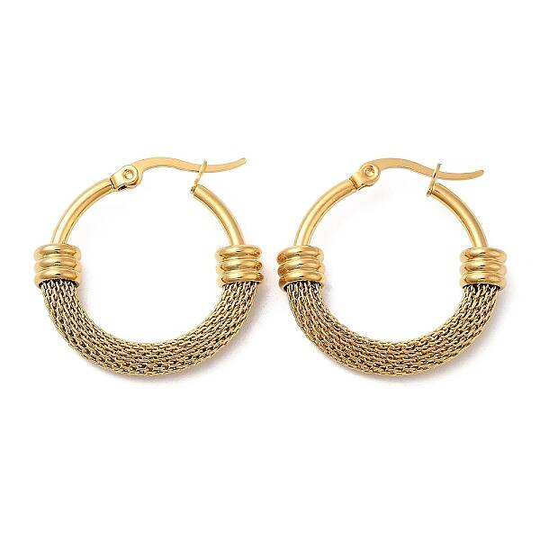 304 Stainless Steel Mesh Chains Hoop Earrings