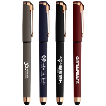 250 Promotional Islander Softy Rose Gold Gel Pen w/ Stylus - ...