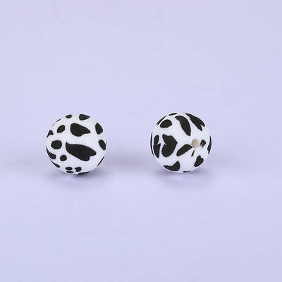 Printed Round Silicone Focal Beads