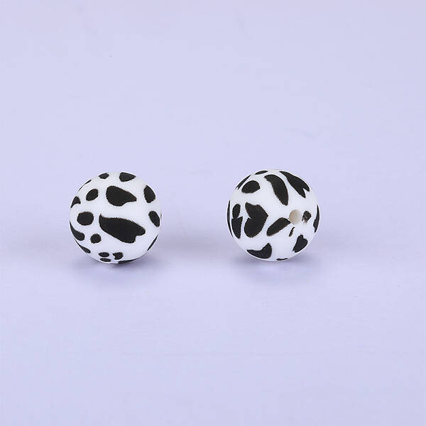 Printed Round Silicone Focal Beads