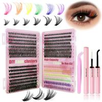 Mixed Size Individual False Eyelashes with Lash Applicator Tools, 1 Box Multicolored Natural Curl Eyelash Extensions Kit, Eye...
